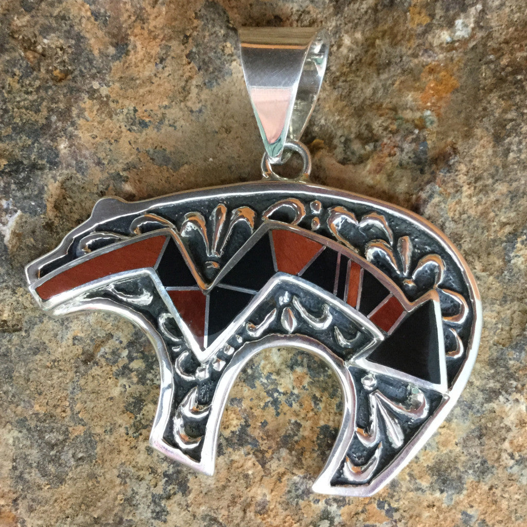 David Rosales Black Tiger Inlaid Sterling Silver Pendant