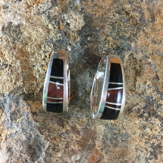 David Rosales Black Tiger Inlaid Sterling Silver Earrings