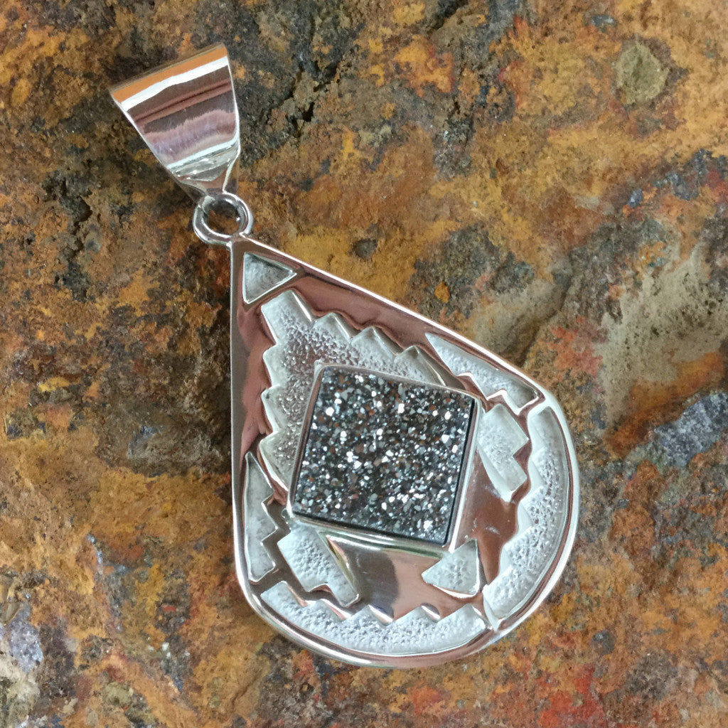 David Rosales Sterling Silver Pendant w/ Druzy Crystal