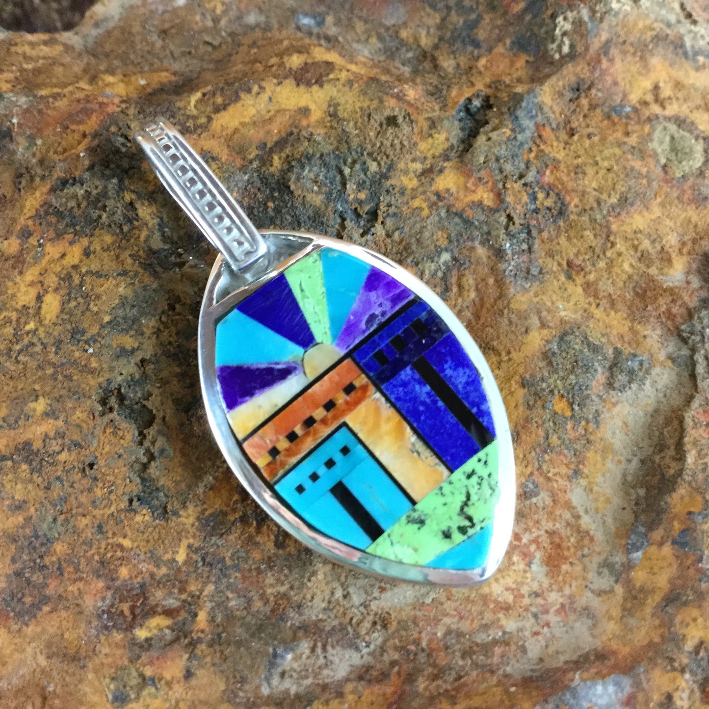 David Rosales Indian Summer Inlaid Sterling Silver Pendant