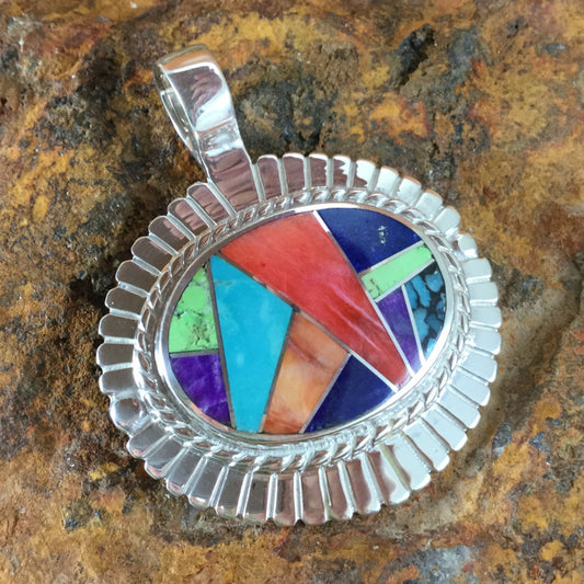 David Rosales Indian Summer Inlaid Sterling Silver Pendant