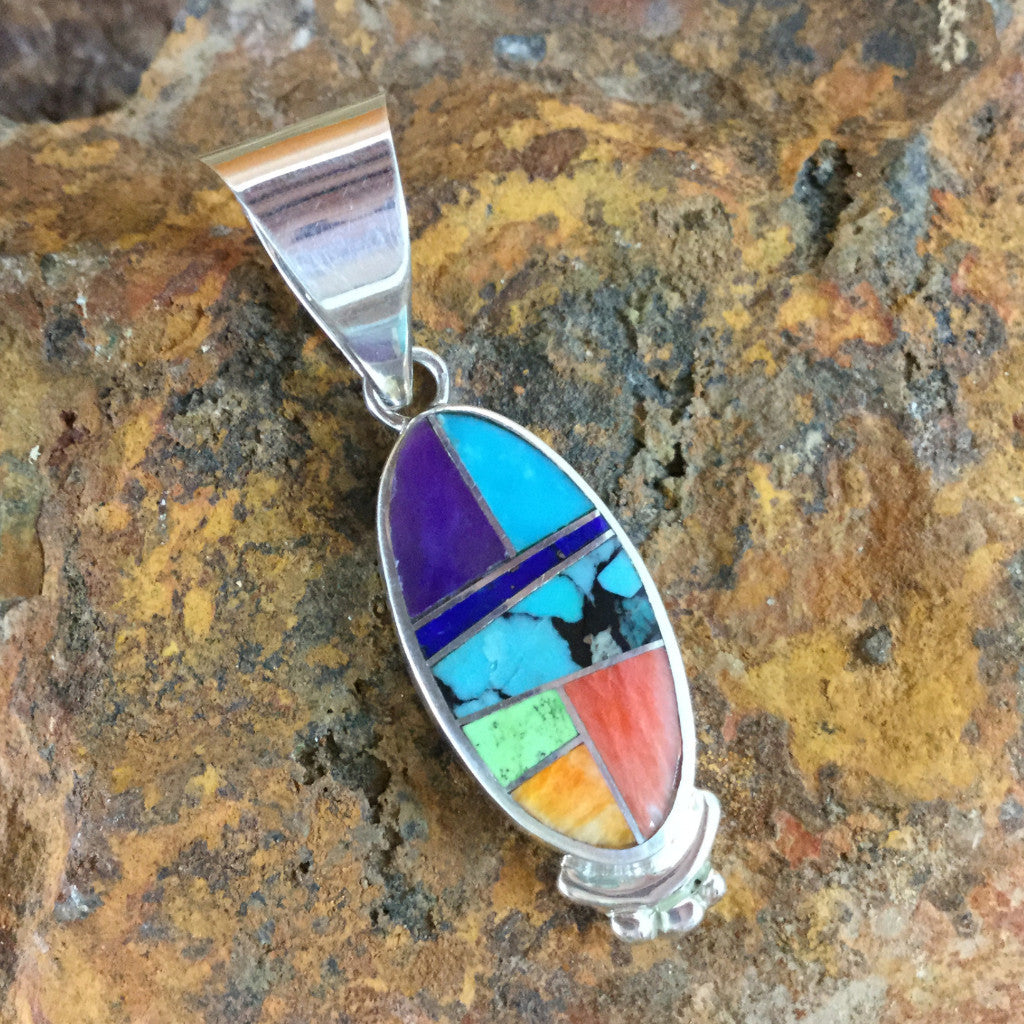 David Rosales Indian Summer Inlaid Sterling Silver Pendant