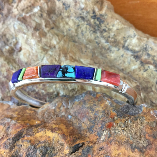 David Rosales Indian Summer  Inlaid Sterling Silver Bracelet