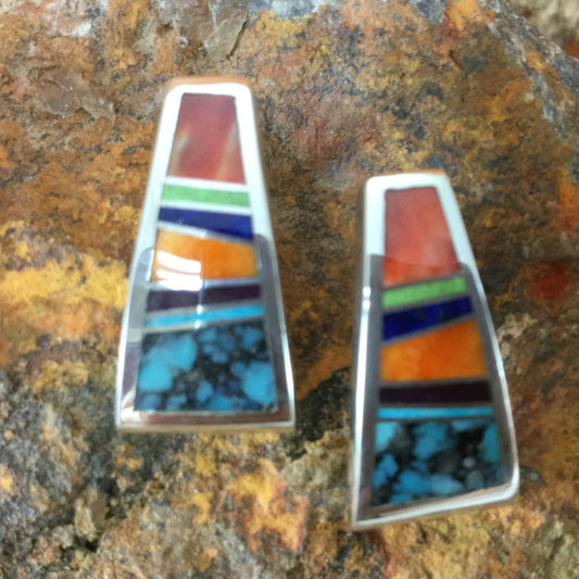 David Rosales Indian Summer Inlaid Sterling Silver Earrings