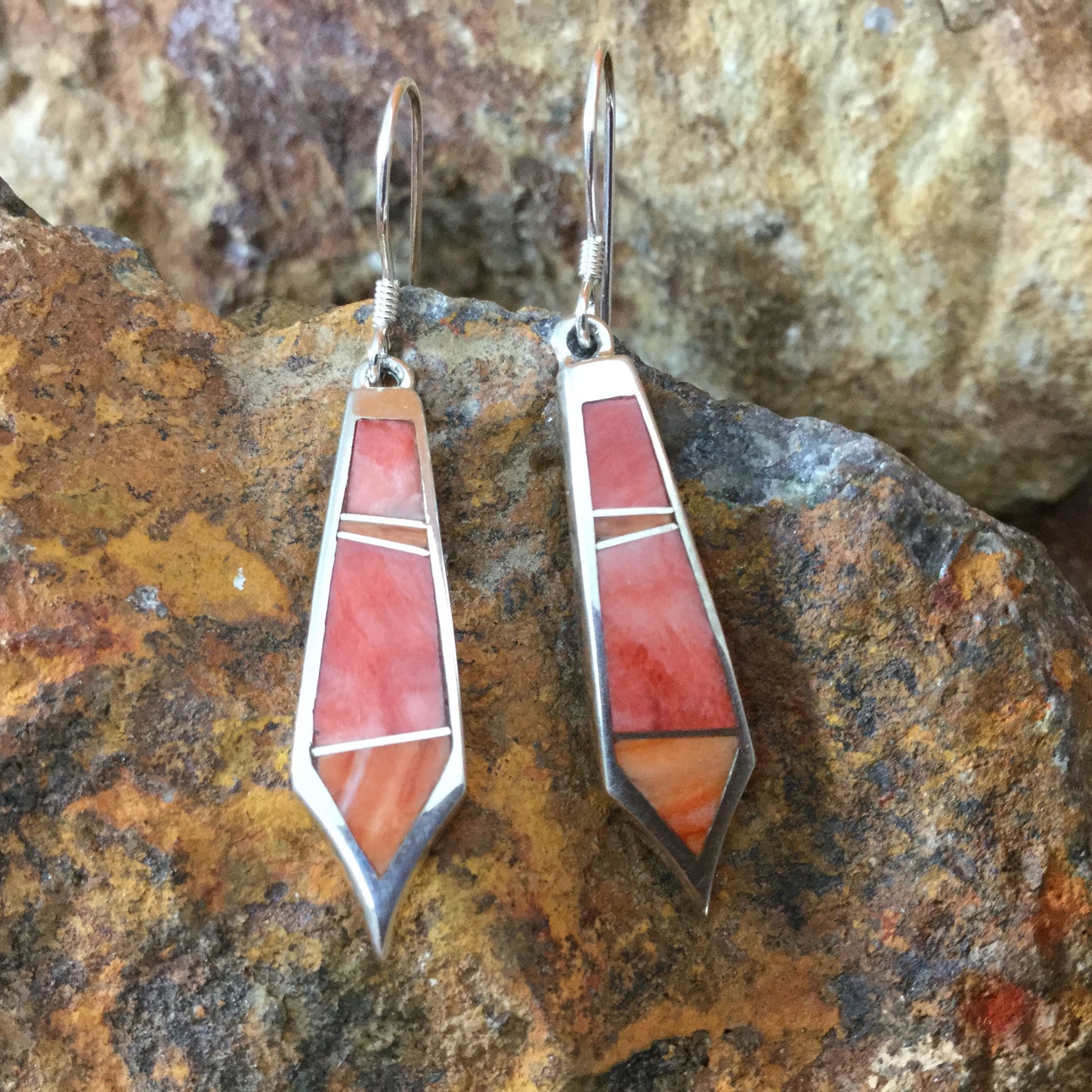 David Rosales Desert Fire Inlaid Sterling Silver Earrings