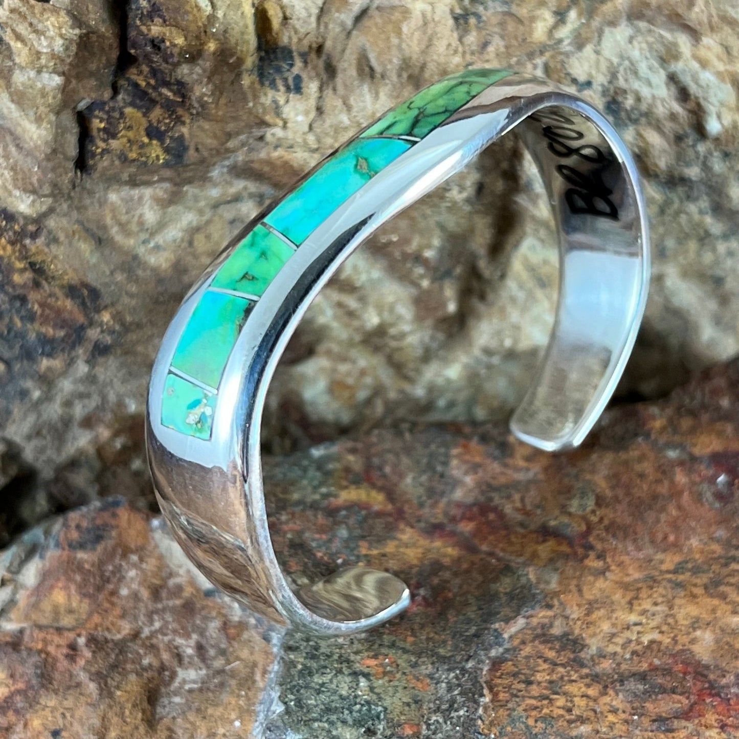 David Rosales Sonoran Gold Inlaid Sterling Silver Bracelet