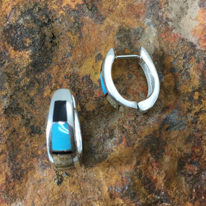 David Rosales Turquoise Creek Inlaid Sterling Silver Earrings