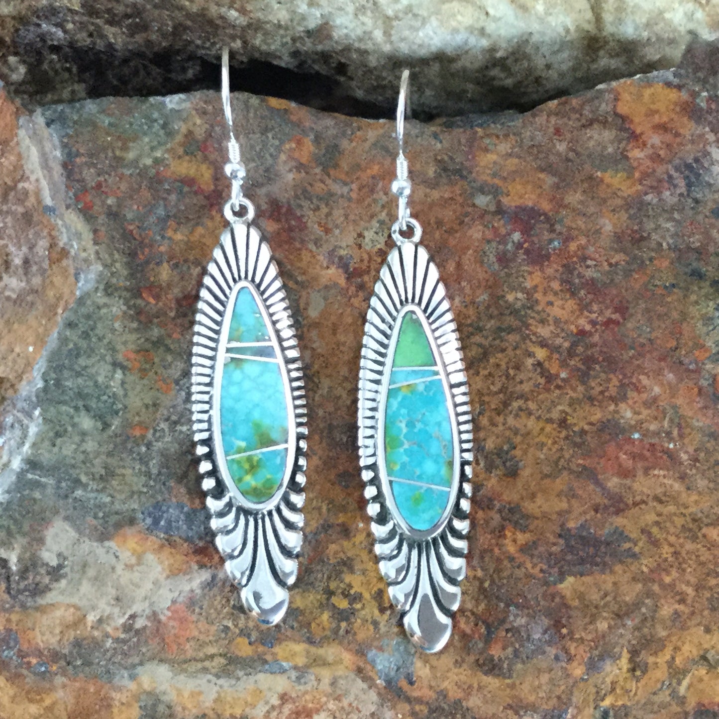 David Rosales Sonoran Gold Inlaid Sterling Silver Earrings