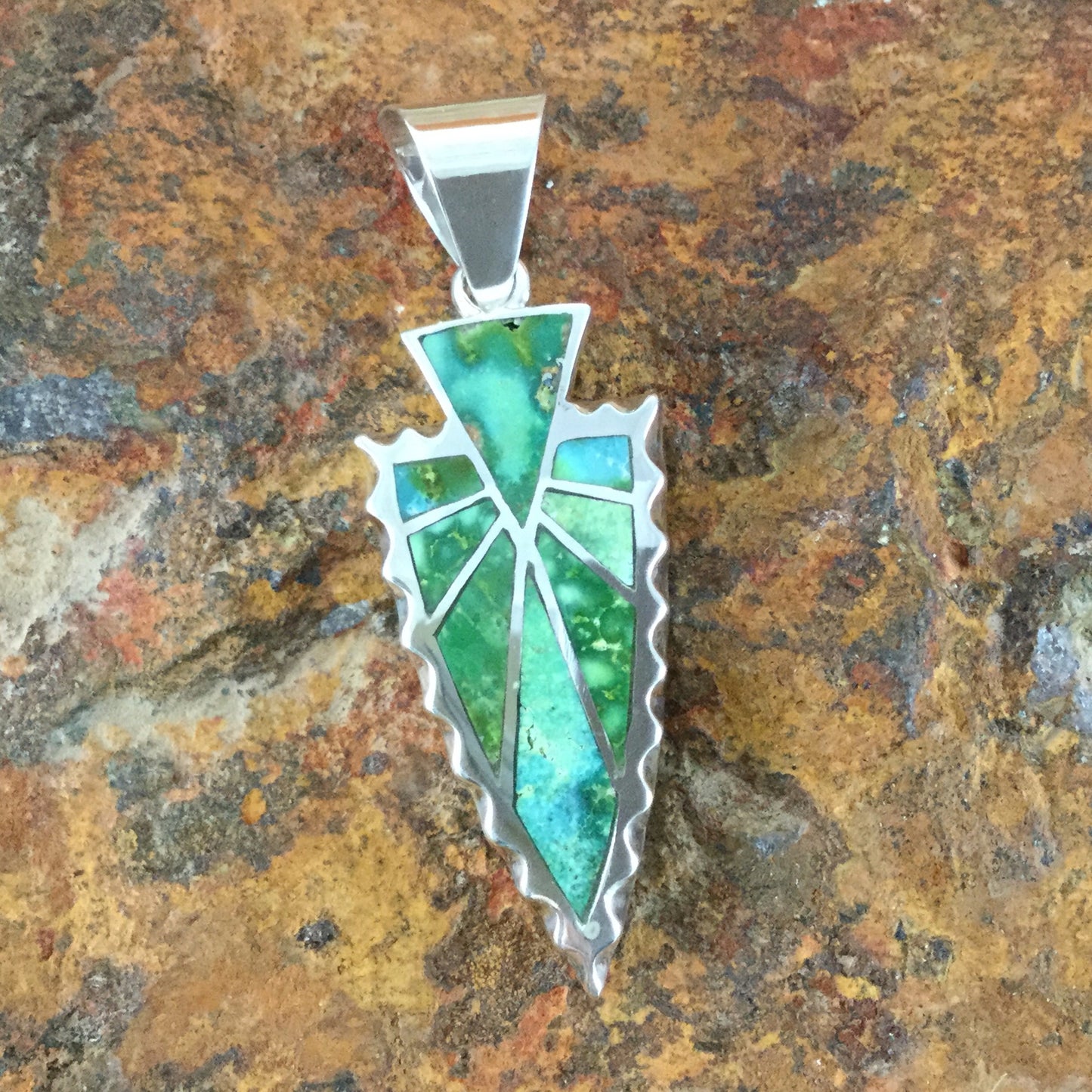 David Rosales Sonoran Gold Inlaid Sterling Silver Pendant