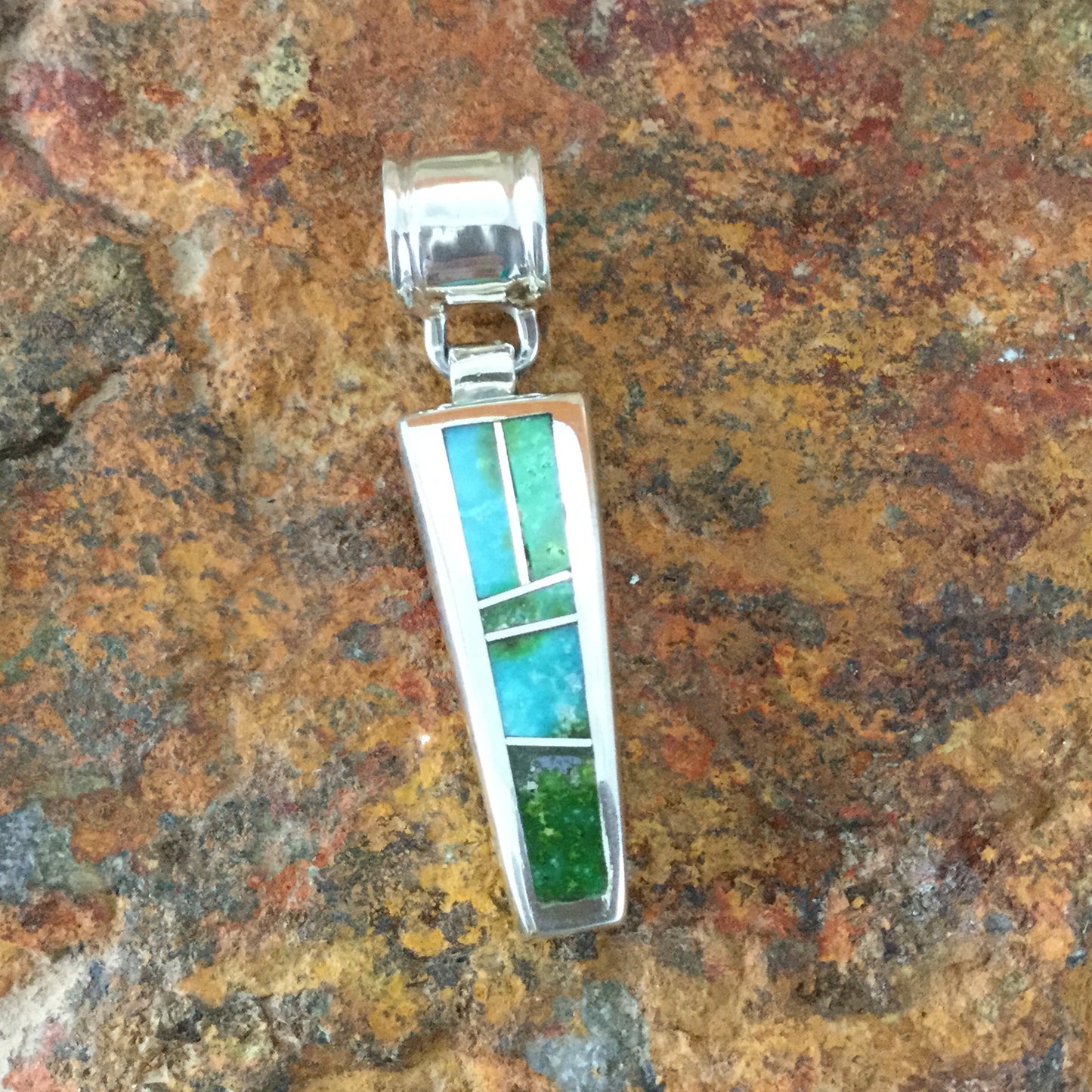 David Rosales Sonoran Gold Inlaid Sterling Silver Pendant