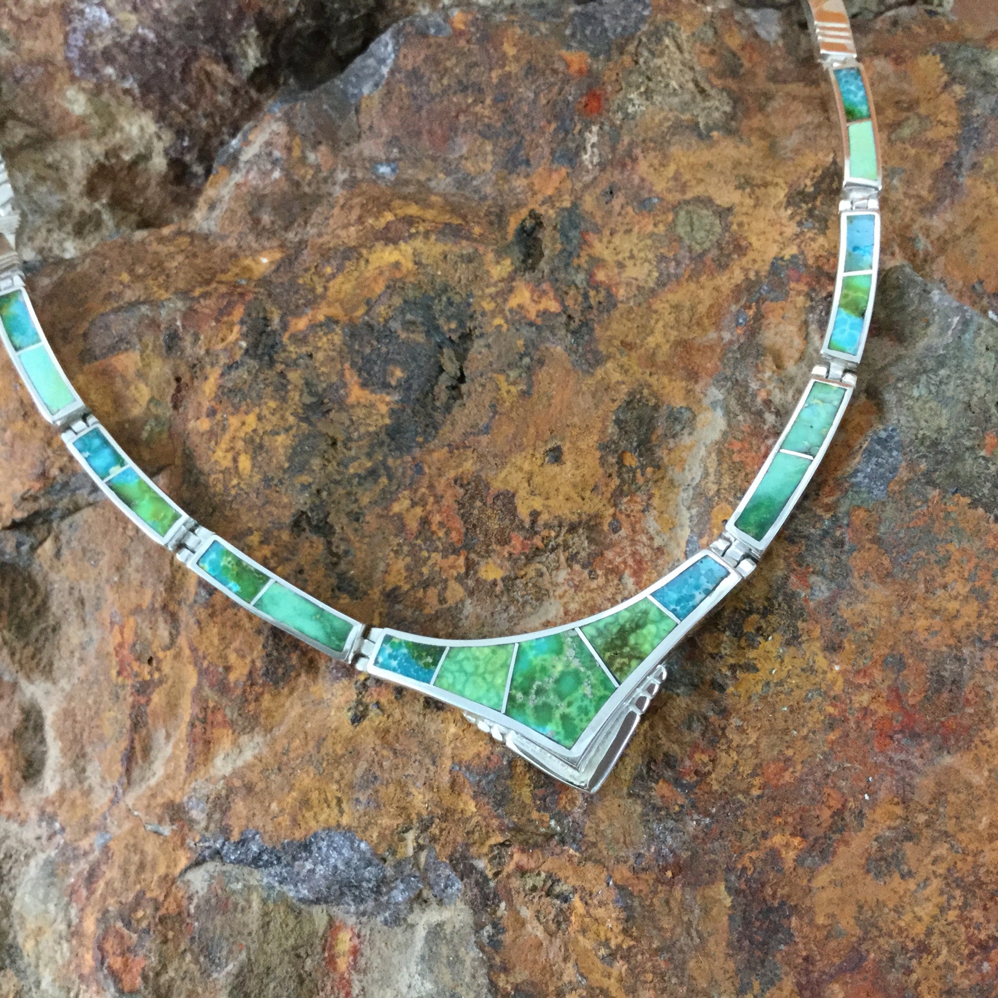 David Rosales Sonoran Gold Inlay Sterling Silver Necklace