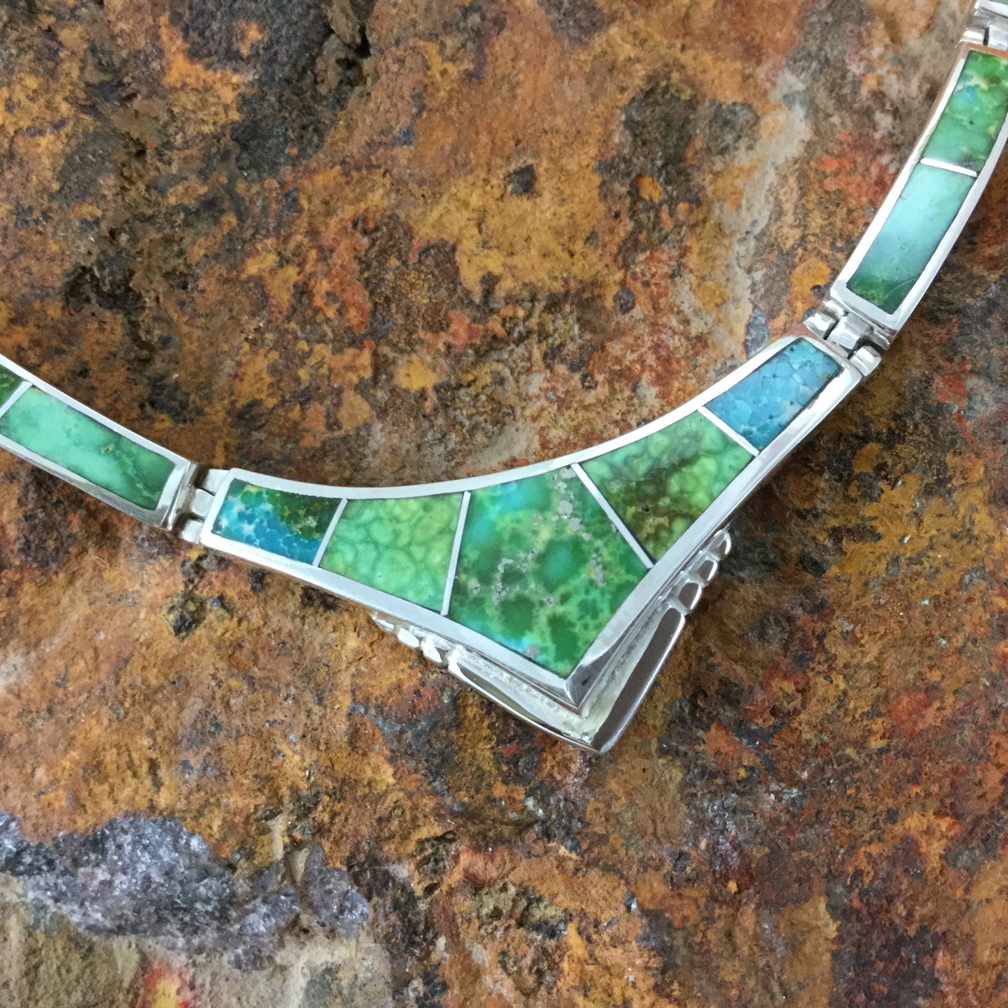 David Rosales Sonoran Gold Inlay Sterling Silver Necklace