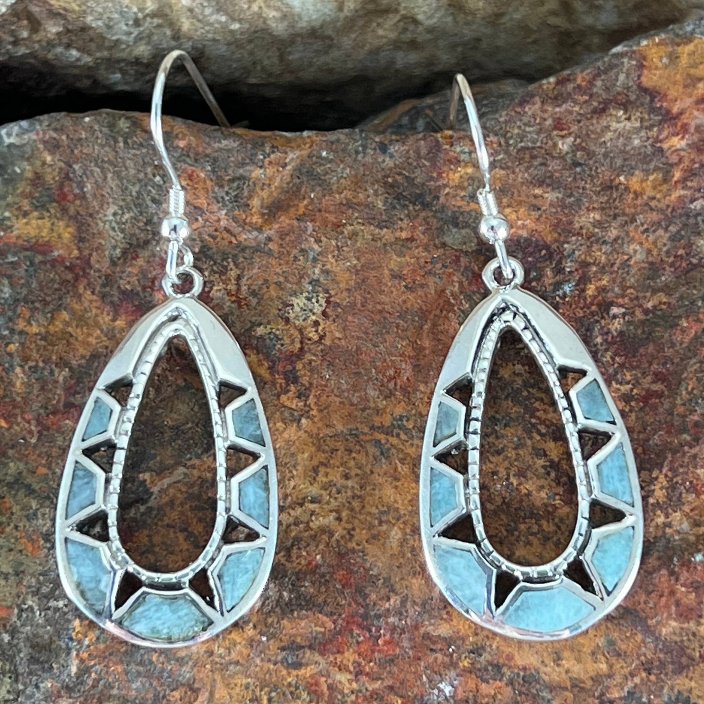 David Rosales Amazing Light Inlaid Sterling Silver Earrings