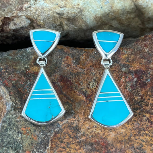 David Rosales Arizona Blue Inlaid Sterling Silver Earrings