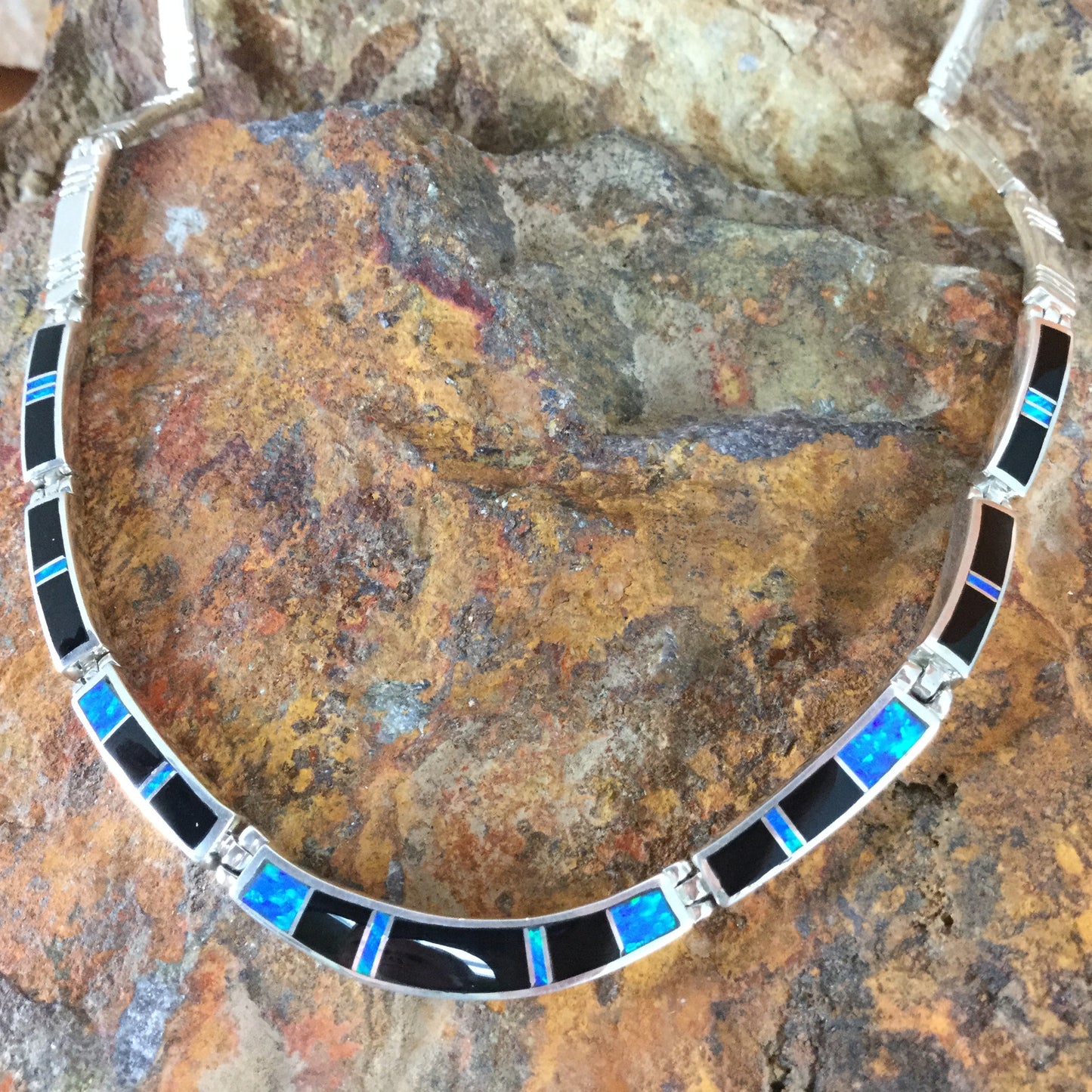 David Rosales Black Beauty Inlay Sterling Silver Necklace