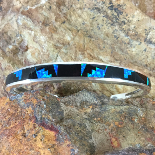 David Rosales Black Beauty Inlaid Sterling Silver Bracelet