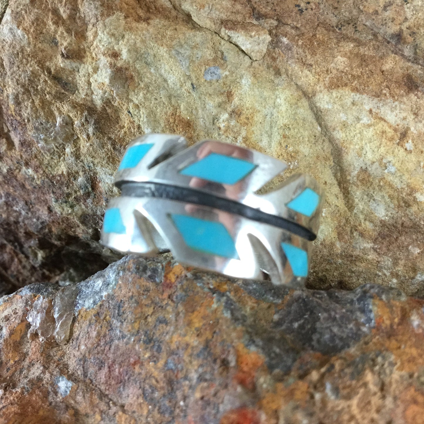 David Rosales Arizona Blue Inlaid Sterling Silver Ring