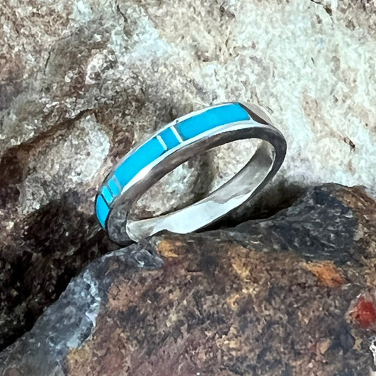 David Rosales Arizona Blue Inlaid Sterling Silver Ring