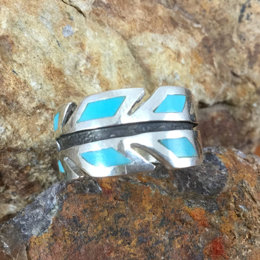 David Rosales Arizona Blue Inlaid Sterling Silver Ring