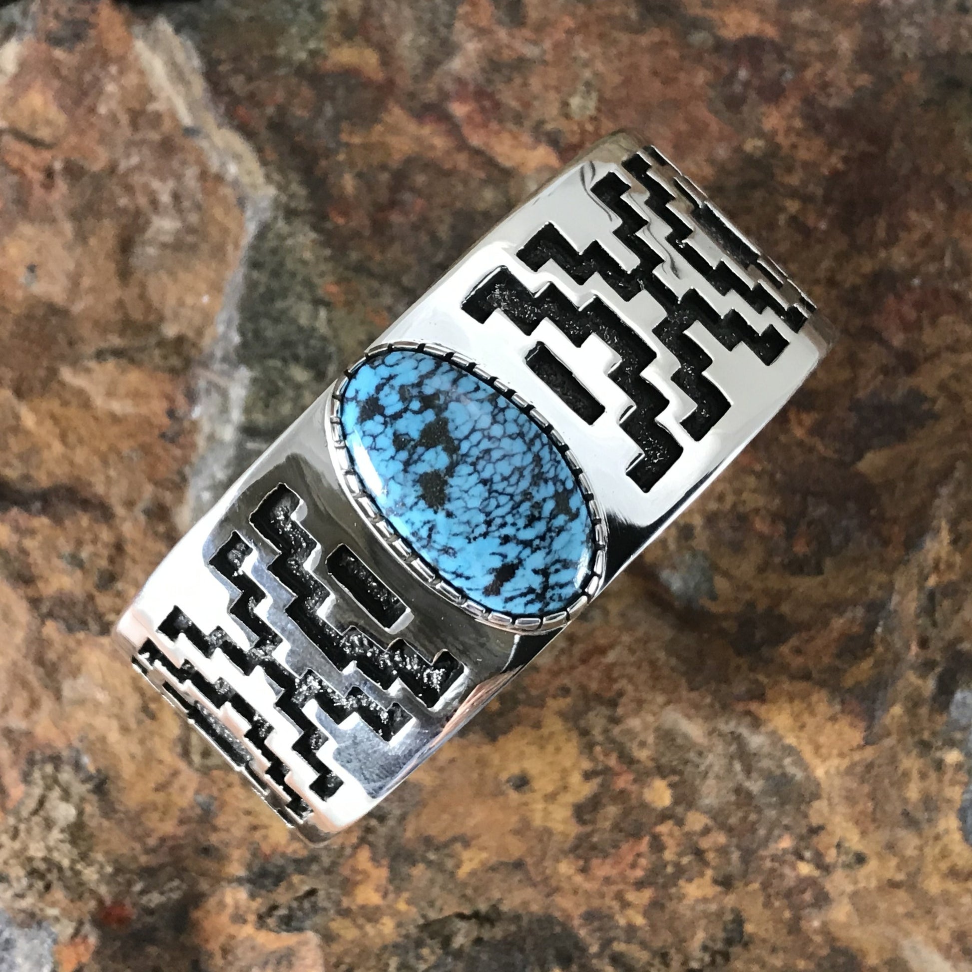 Tommy Jackson Birdseye Kingman Turquoise Sterling Silver Cuff Bracelet