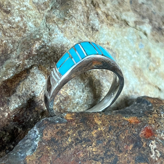 David Rosales Arizona Blue Inlaid Sterling Silver Ring