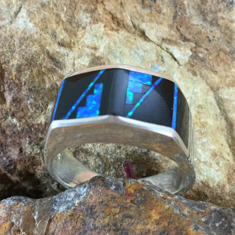 David Rosales Black Beauty Fancy Inlaid Sterling Silver Ring