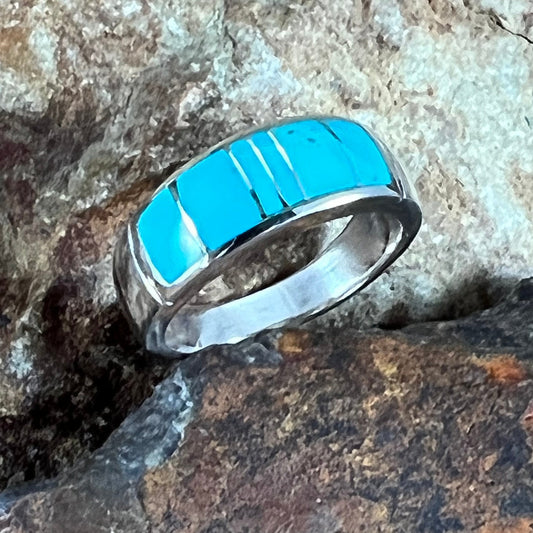 David Rosales Arizona Blue Inlaid Sterling Silver Ring