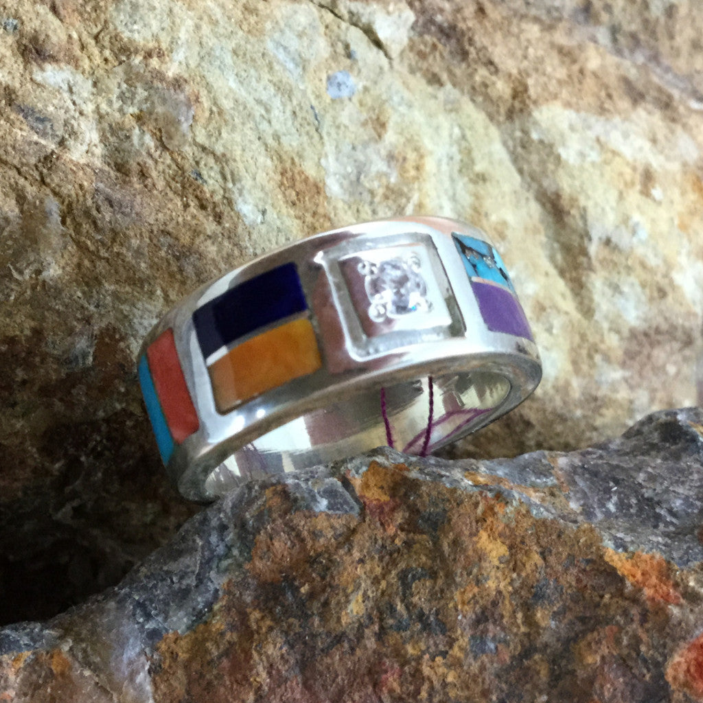 David Rosales Indian Summer Inlaid Sterling Silver Ring