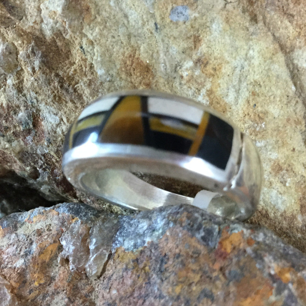 David Rosales Kayenta Fancy Inlaid Sterling Silver Ring