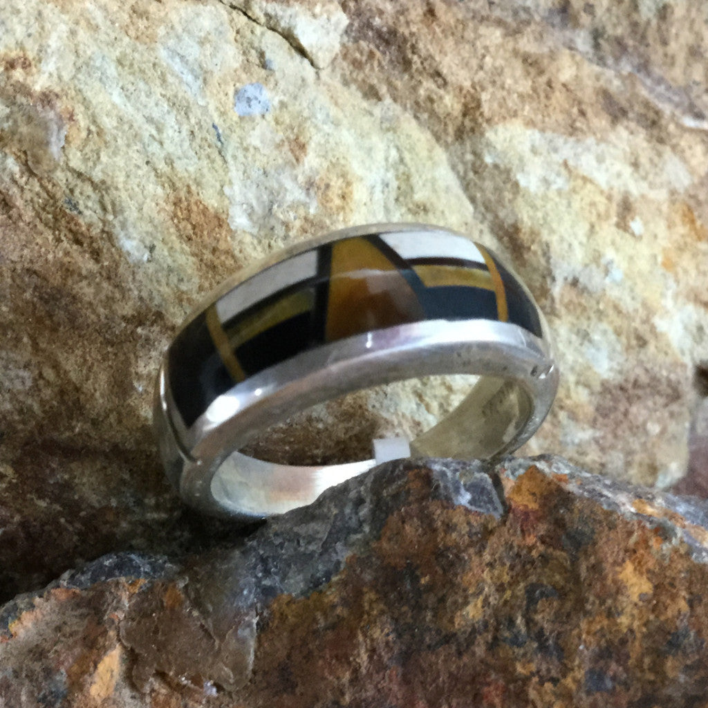 David Rosales Kayenta Fancy Inlaid Sterling Silver Ring