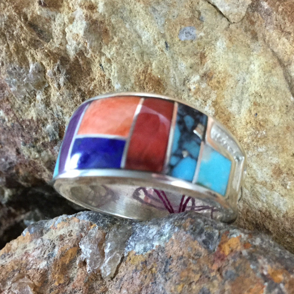 David Rosales Indian Summer Inlaid Sterling Silver Ring