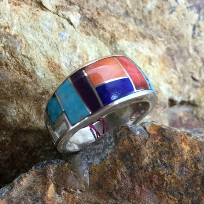 David Rosales Indian Summer Inlaid Sterling Silver Ring