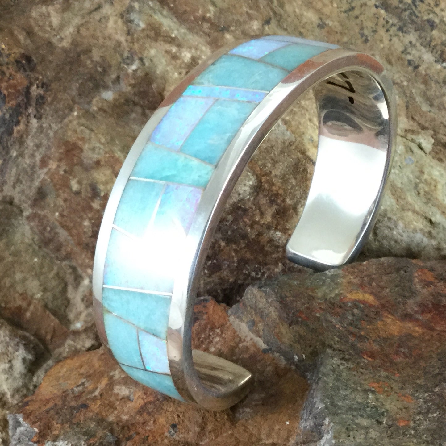 David Rosales Amazing Light Inlaid Sterling Silver Bracelet