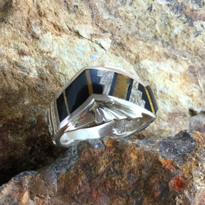 David Rosales Native Earth Fancy Inlaid Sterling Silver Ring