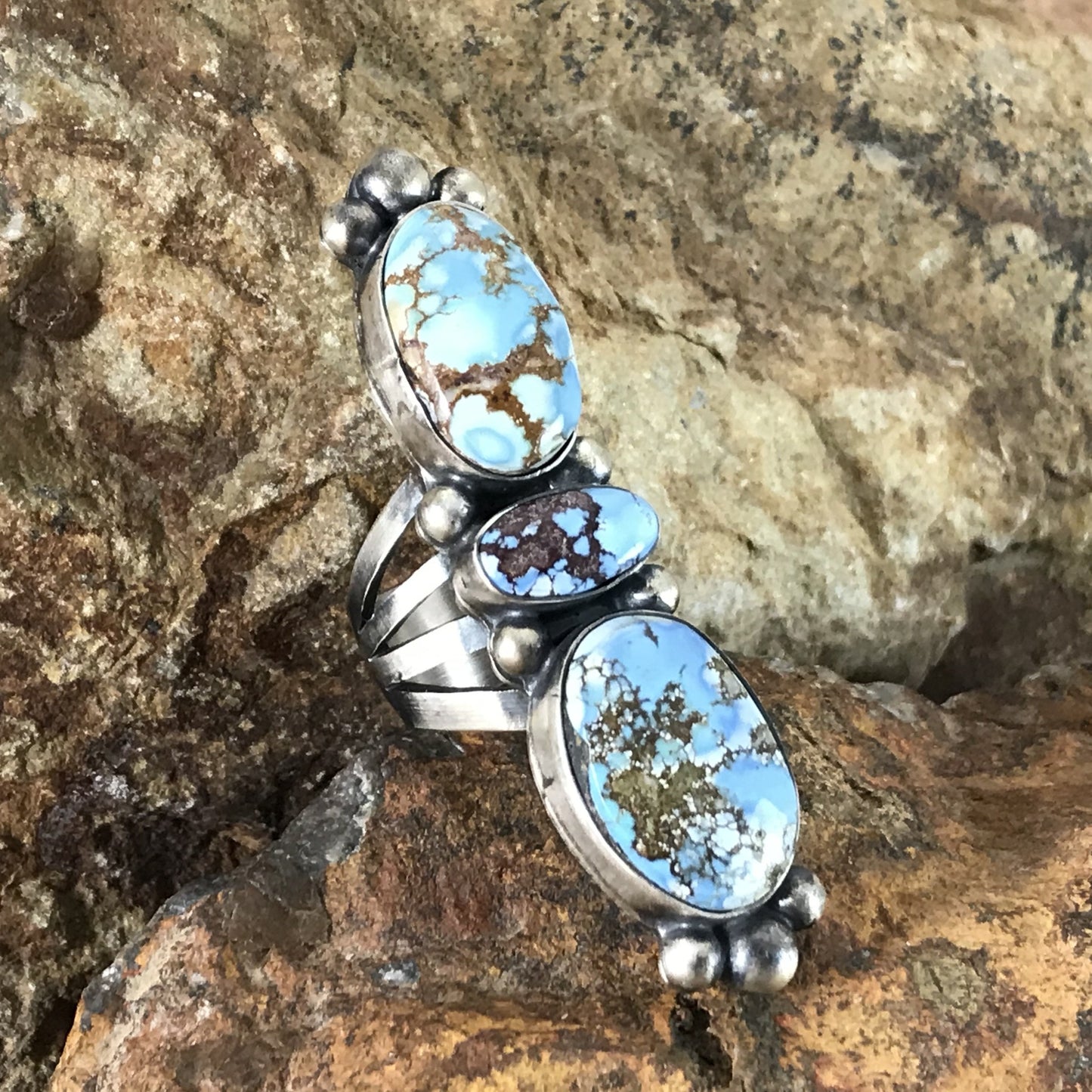 Golden Hill Turquoise Sterling Silver Ring by Kathleen Size 7