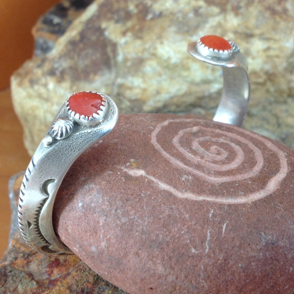 Traditional Sterling Silver & Coral Bracelet by K. Nataani