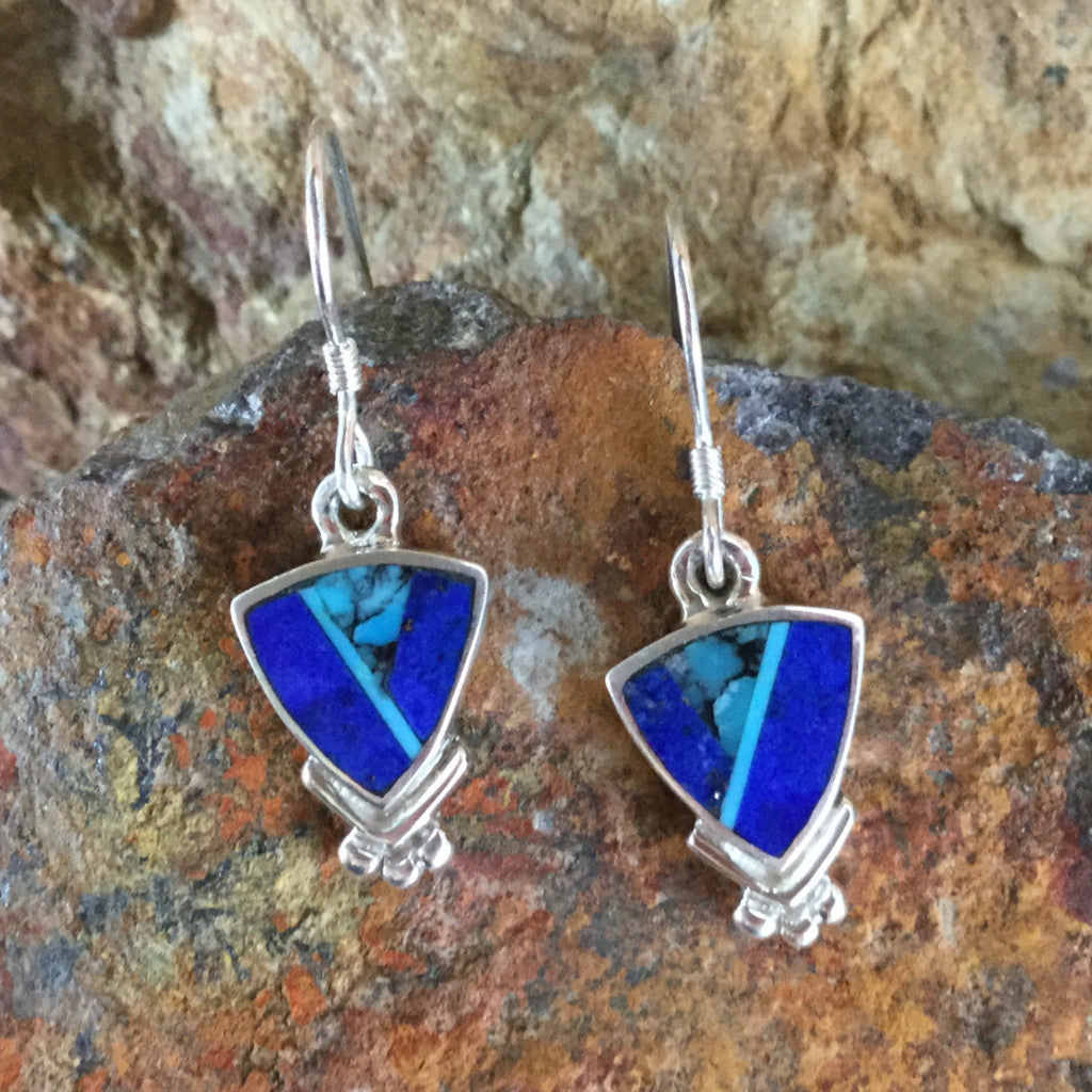 David Rosales Blue Mountain Inlaid Sterling Silver Earrings