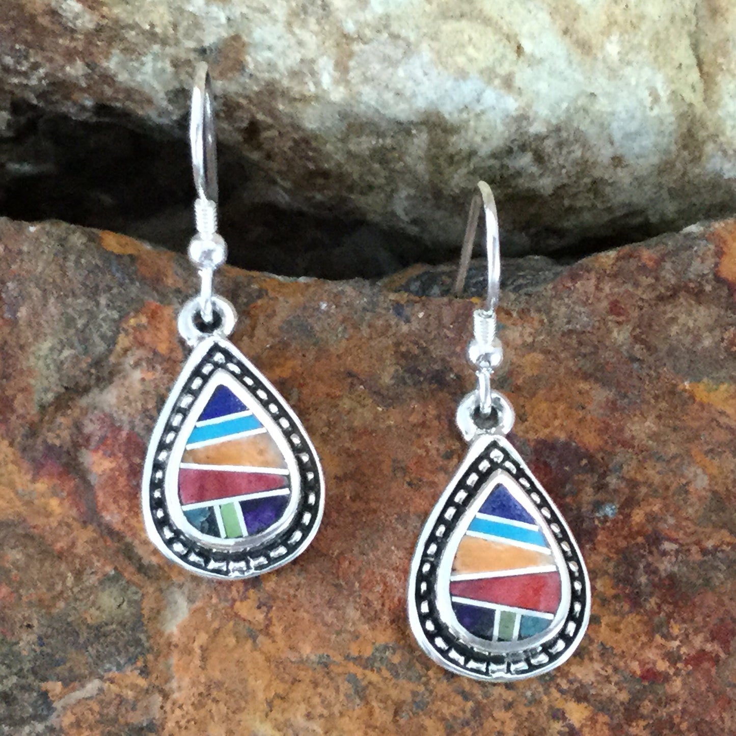 David Rosales Indian Summer Inlaid Sterling Silver Earrings