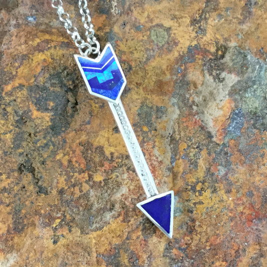 David Rosales Blue Sky Fancy Inlaid Sterling Silver Necklace