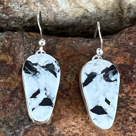 White Buffalo Sterling Silver Earrings by Kevin Ramone