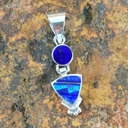 David Rosales Blue Sky Fancy Inlaid Sterling Silver Pendant