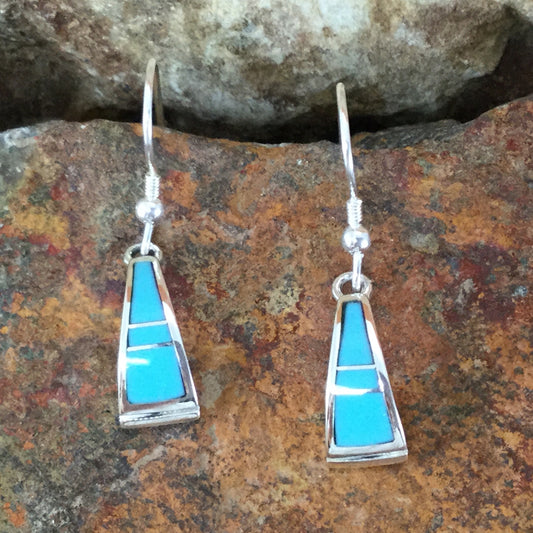 David Rosales Arizona Blue Inlaid Sterling Silver Earrings