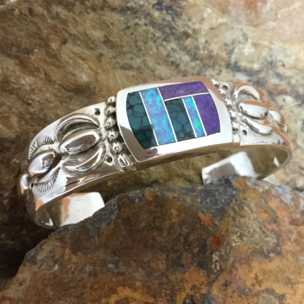 David Rosales Shalako Inlaid Sterling Silver Bracelet