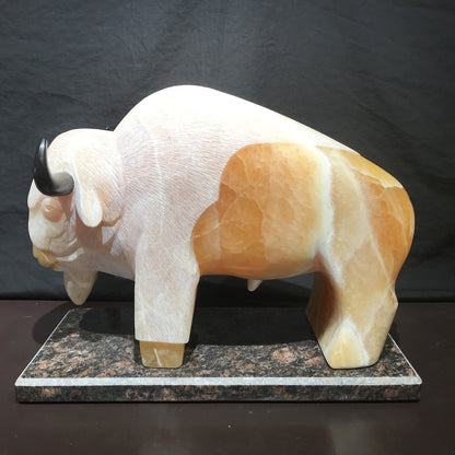 TATANKA II -- Bison Stone Sculpture By Larry Yazzie