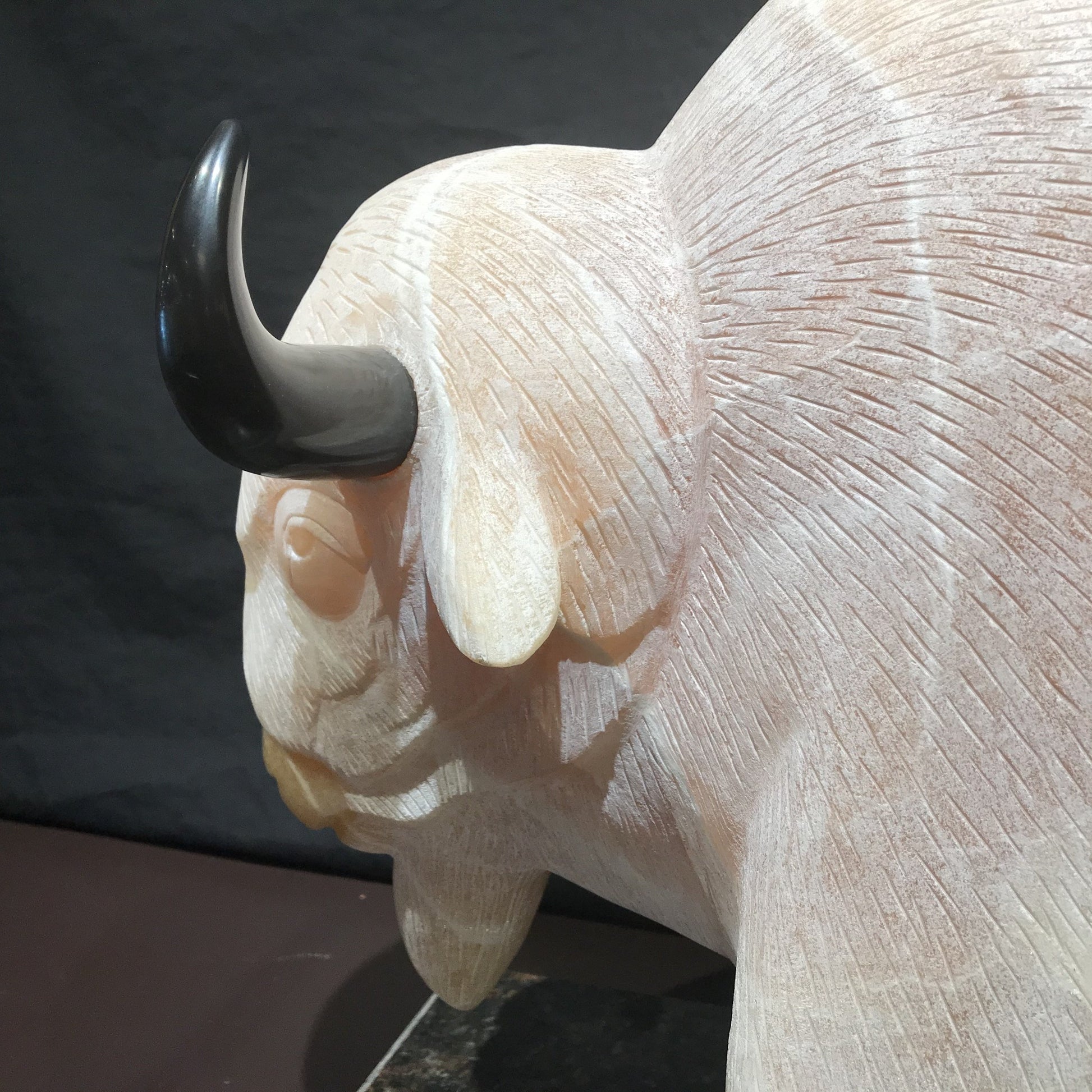 TATANKA II -- Bison Stone Sculpture By Larry Yazzie