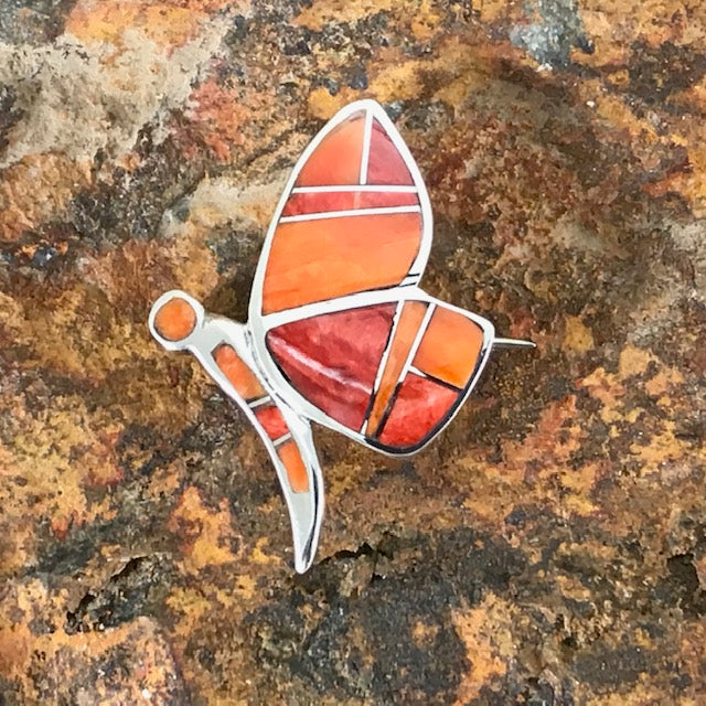 David Rosales Desert Fire Inlaid Sterling Silver Pendant