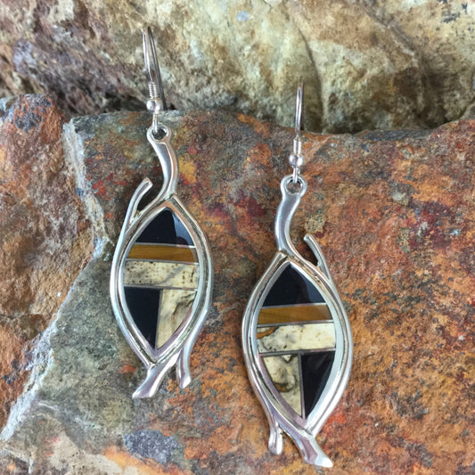 David Rosales Native Earth Inlaid Sterling Silver Earrings