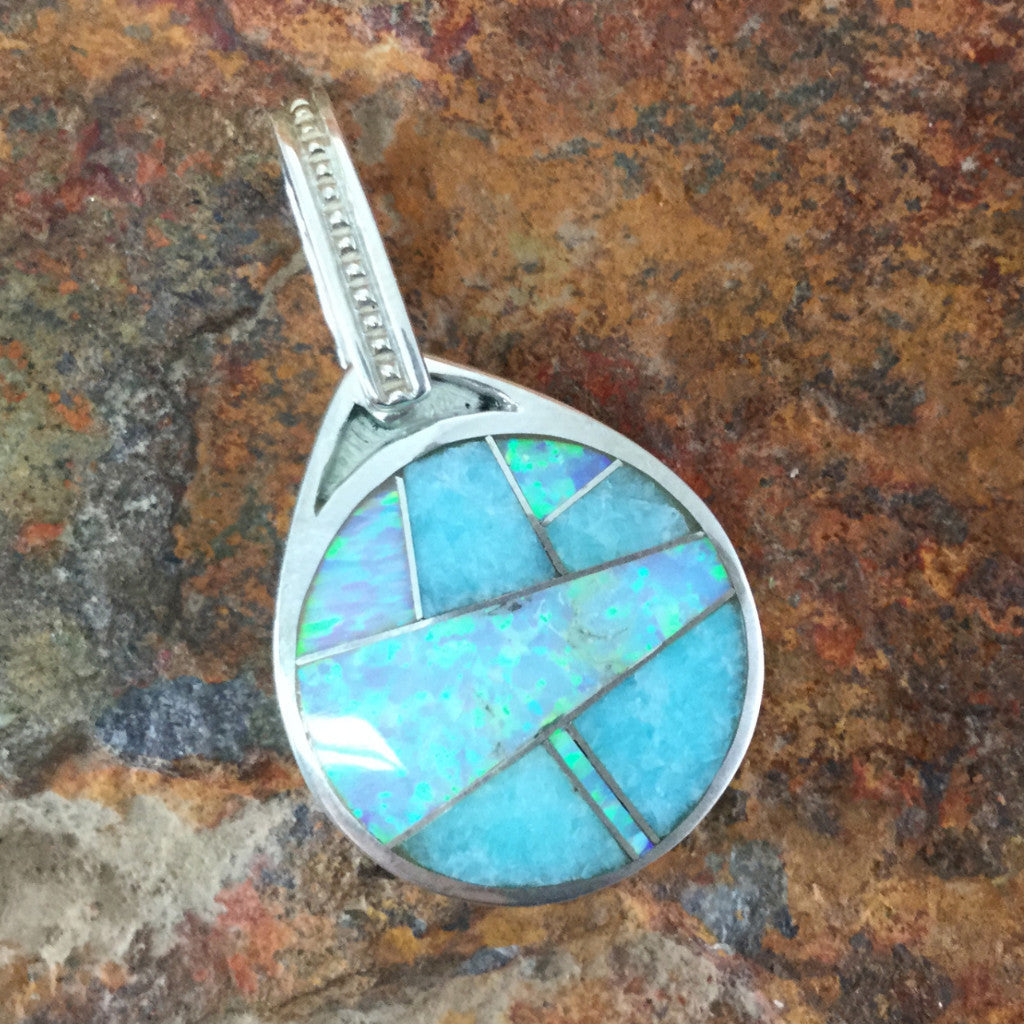 David Rosales Amazing Light Inlaid Sterling Silver Pendant