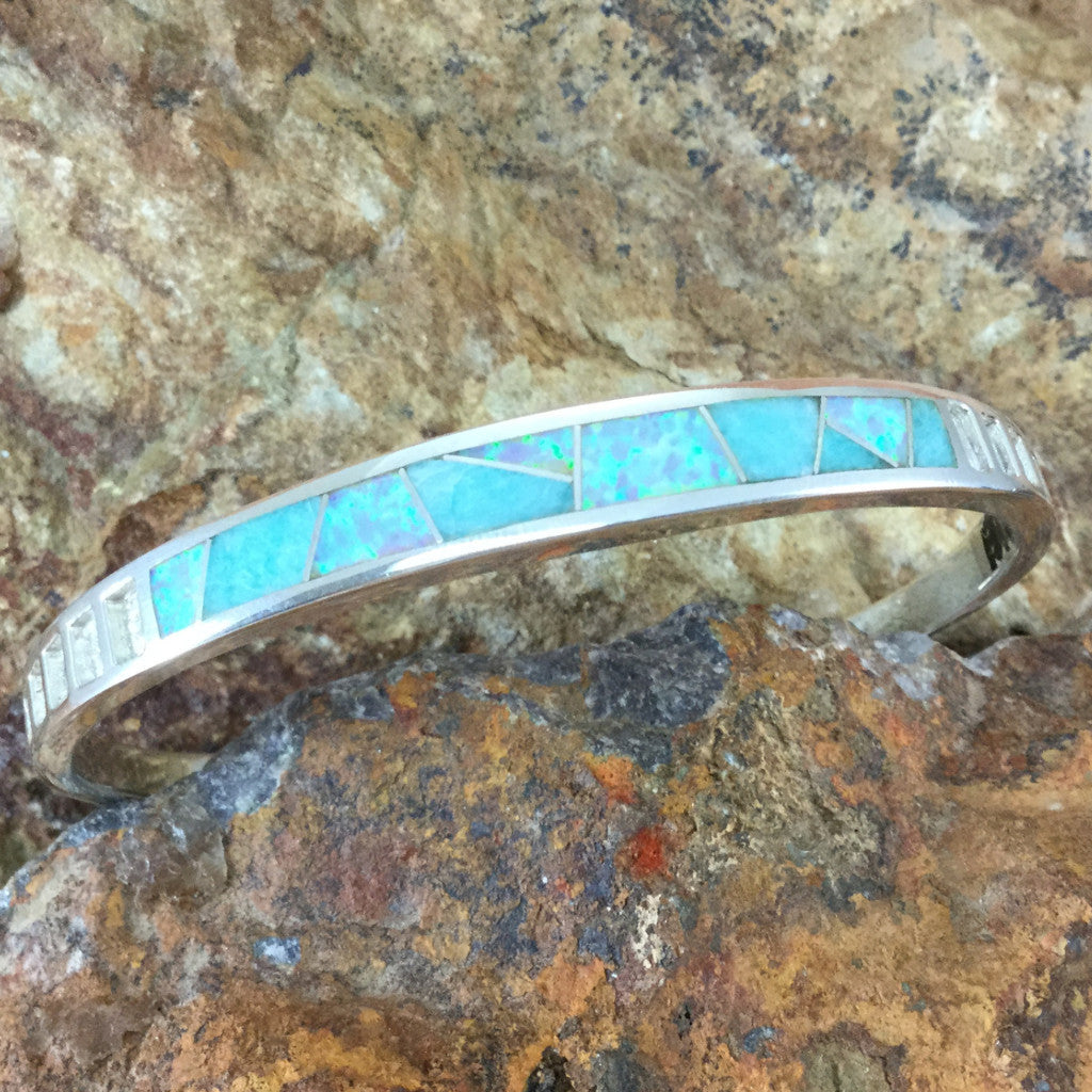 David Rosales Inlaid Sterling Silver Bracelet