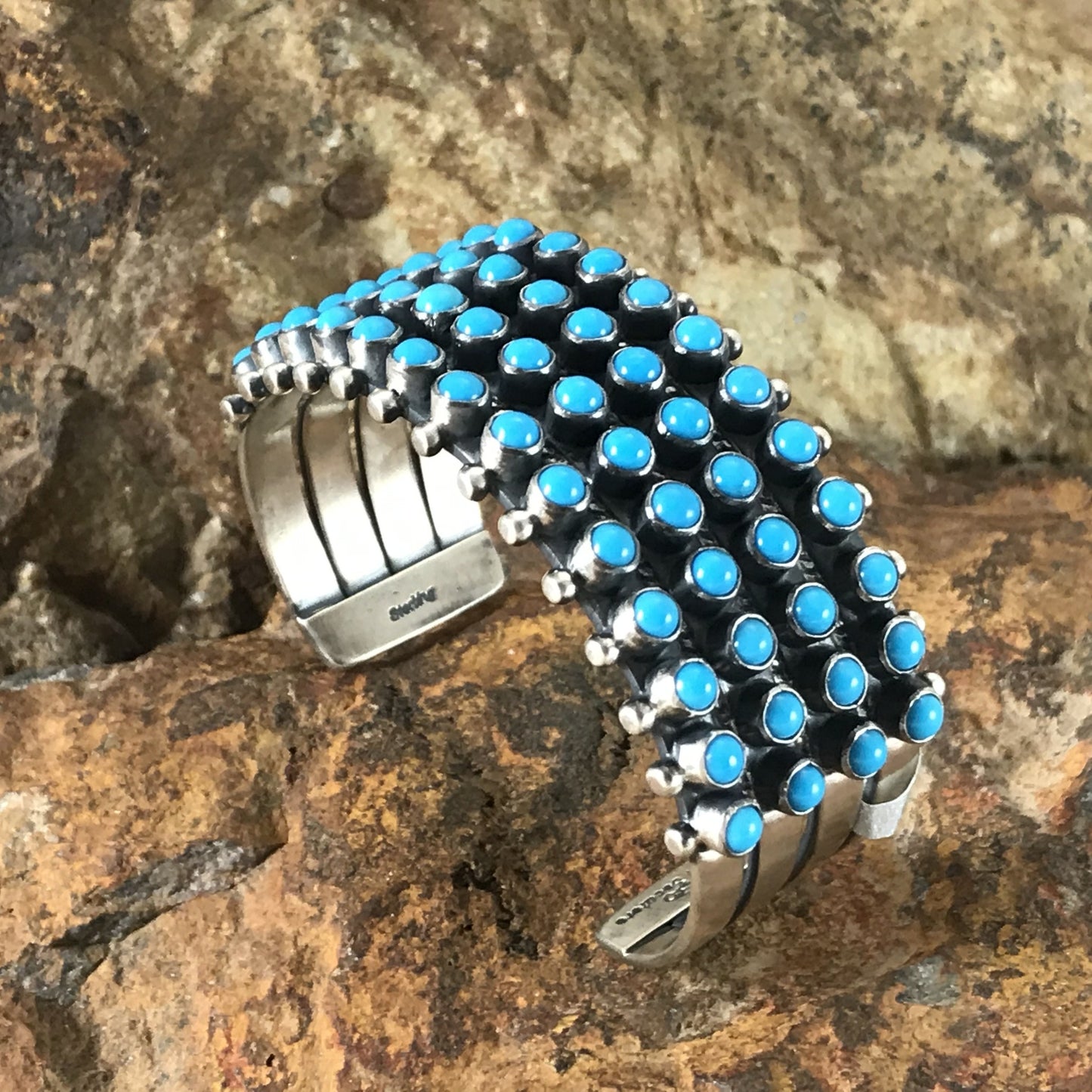 Sleeping Beauty Turquoise Multi-Stone Sterling Silver Bracelet by Philbert Secatero